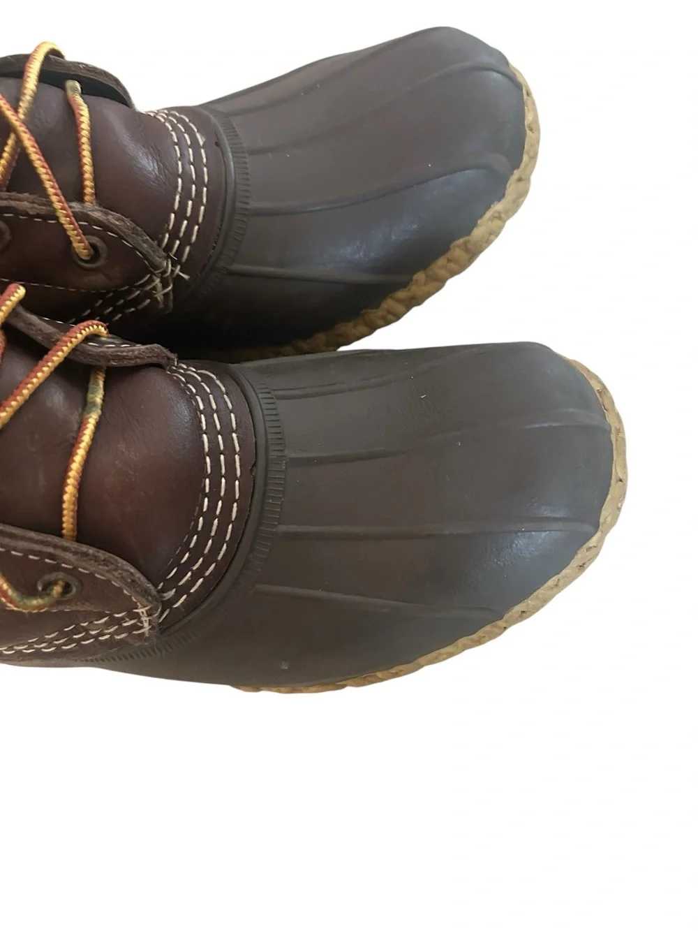 L.L. Bean Brown Leather & Rubber Winter Duck Boots with Shearling Lining size 7